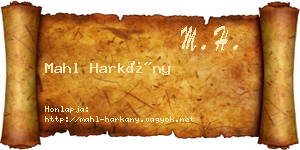 Mahl Harkány névjegykártya